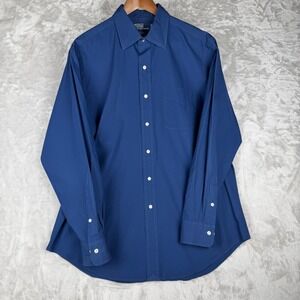 Polo Ralph Lauren Curham Blue 100‎ Cotton Dress Shirt Men's 16 1/2 34 35